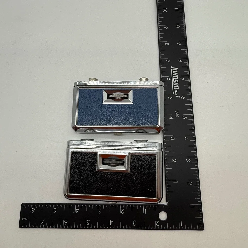 Vintage Kron and Deville Folding Opera Glasses Set Blue and Black Chrome Binocs